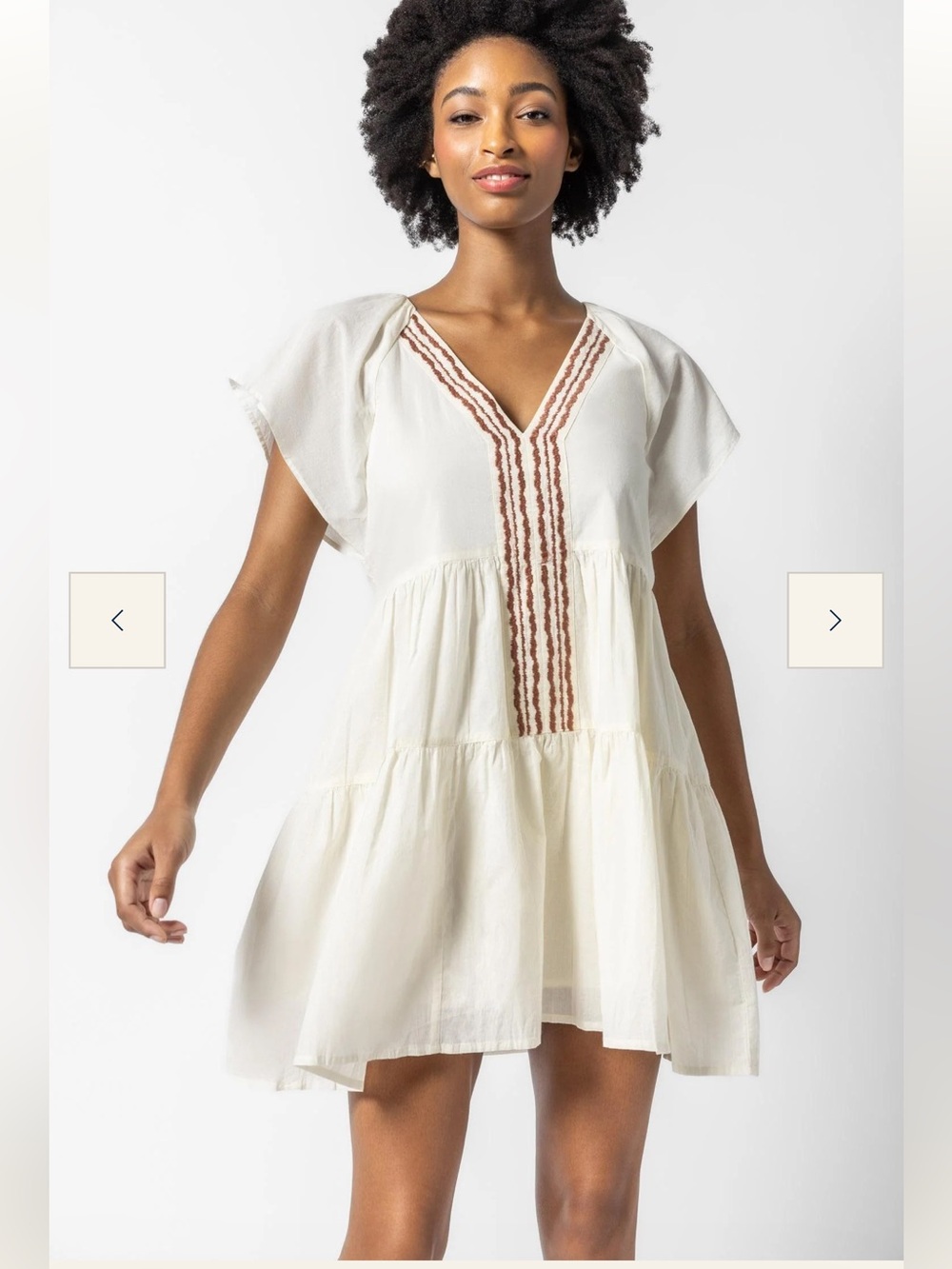 NEW LILLA P flutter sleeve tiered dress in ecru medium